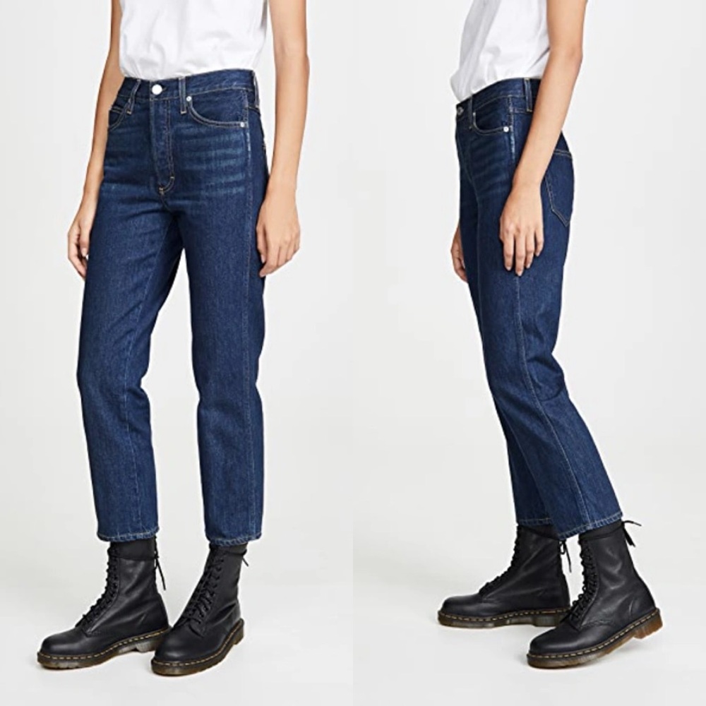 AMO Loverboy High Rise Relaxed Straight Leg Jeans Indie Blue Womens Size 30